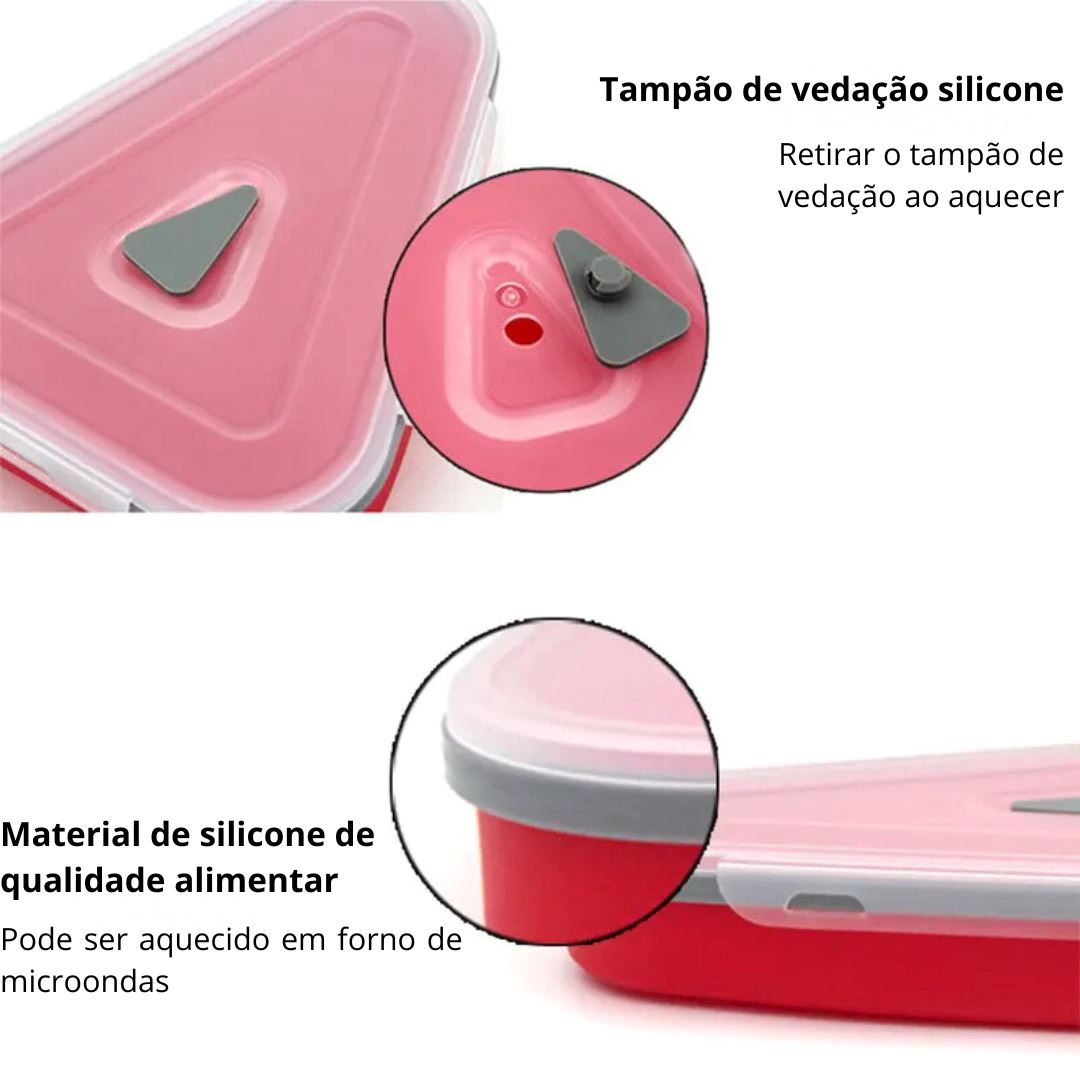 Caixa de Pizza Triangular Reutilizável em Silicone - Preserve o Sabor Intacto Organizadores001 Cozinha com Estilo 