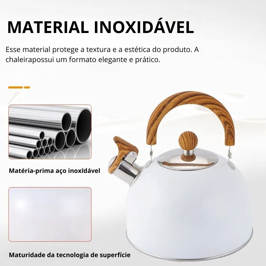 Chaleira de Apito em Aço Inoxidável para Fogão - 2.5L/3L - Com Alerta Sonoro Integrado Forno e Fogão002 Cozinha com Estilo 