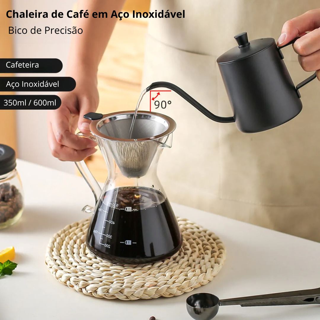 Chaleira de Café em Aço Inoxidável com Bico de Precisão Forno e Fogão003 Cozinha com Estilo 