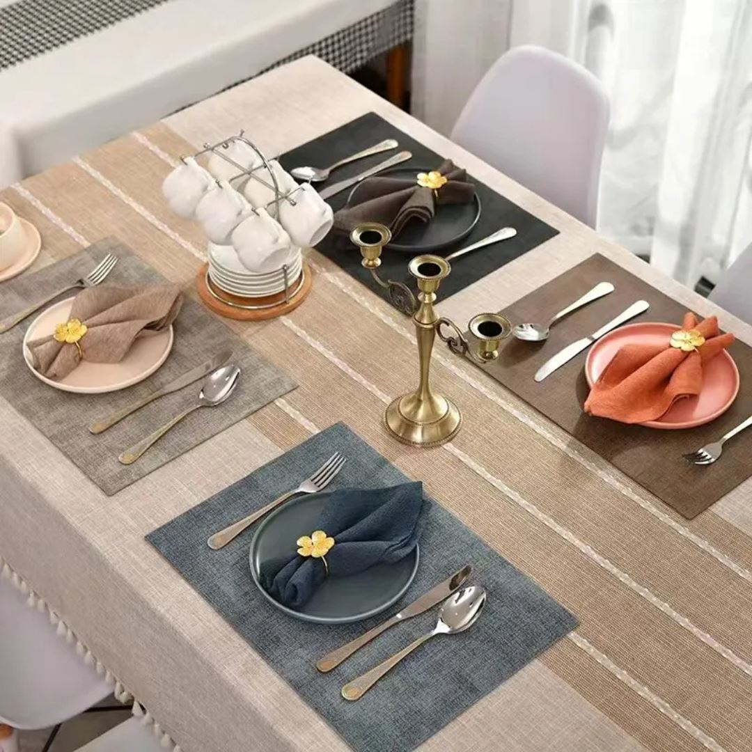 Conjunto 4 Anéis de Guardanapo Flor Metálica - Elegância para sua Mesa Mesa Posta028 Cozinha com Estilo 