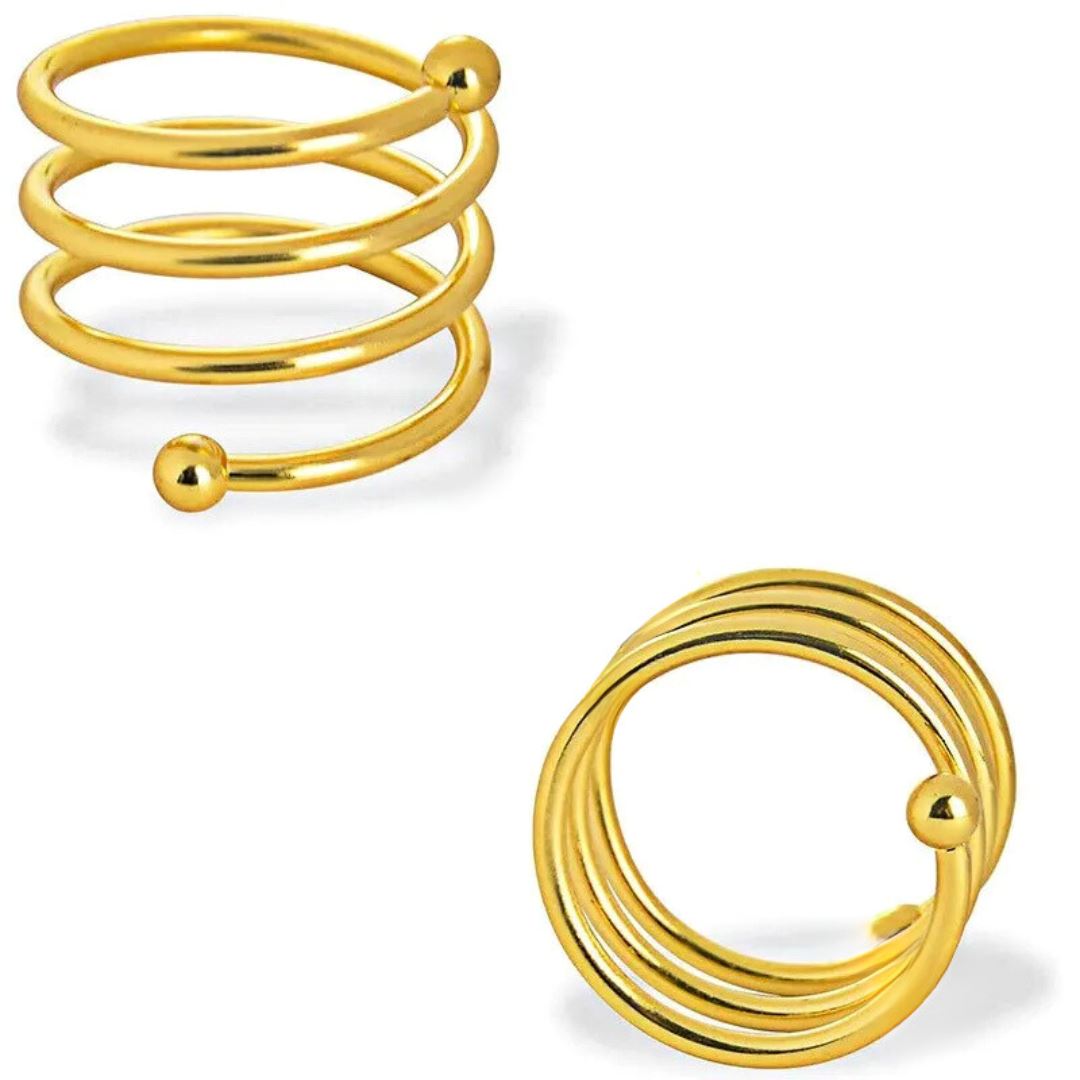 Conjunto de 8 Anéis de Guardanapo em Espiral Dourado - Elegância para sua Mesa Mesa Posta027 Cozinha com Estilo 