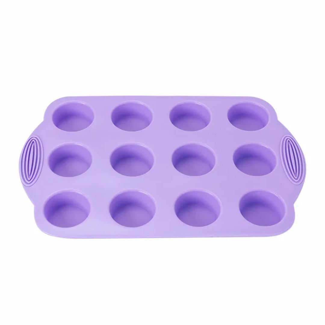 Conjunto de Moldes de Silicone para Assar - Diversidade de Formatos Forno e Fogão006 Cozinha com Estilo Molde de Muffin de 12 Furos 