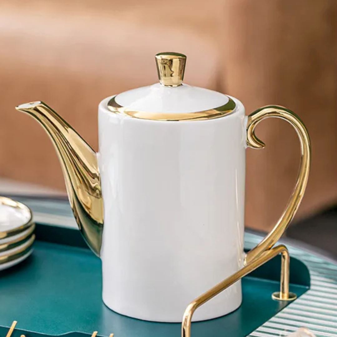 Conjunto de Xícaras Luxuoso com Detalhes em Dourado - Elegância em Porcelana Linha Premium015 Cozinha com Estilo 