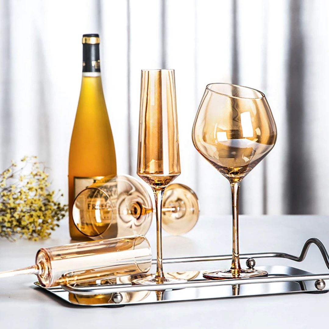 Conjunto Decanter de Vinho e Taças em Cristal Âmbar - Degustação Elegante para Celebrações Vinho021 Cozinha com Estilo 