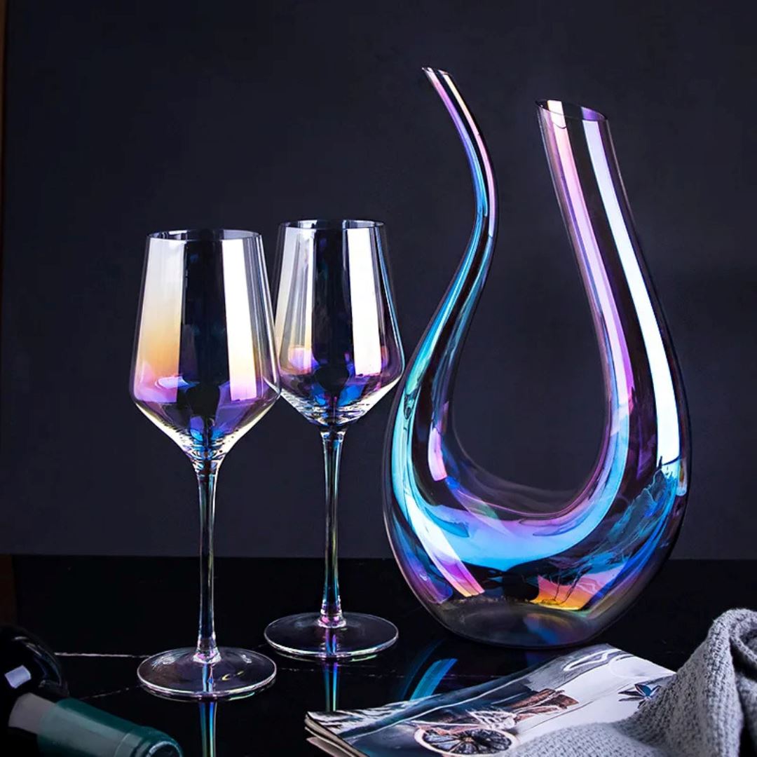 Conjunto Decanter e Taças Cristal Colorido - Para Celebrar com Estilo Vinho019 Cozinha com Estilo 