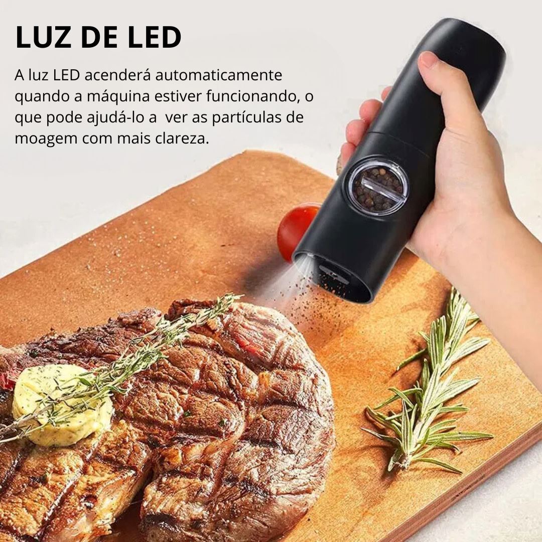 Conjunto Moedor de Sal e Pimenta Recarregável - Com Luz LED e Base de Carregamento Forno e Fogão004 Cozinha com Estilo 