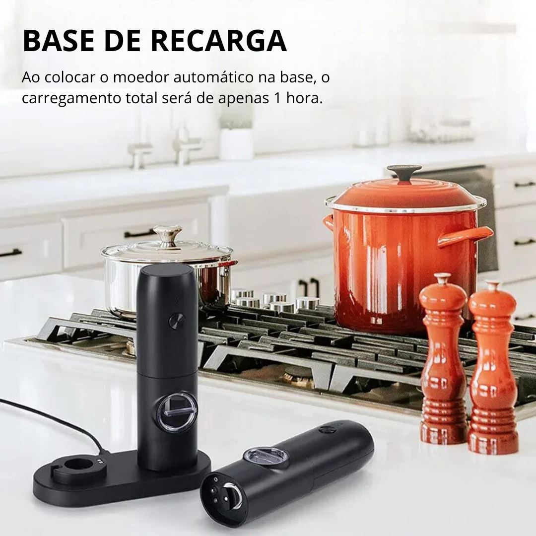 Conjunto Moedor de Sal e Pimenta Recarregável - Com Luz LED e Base de Carregamento Forno e Fogão004 Cozinha com Estilo 