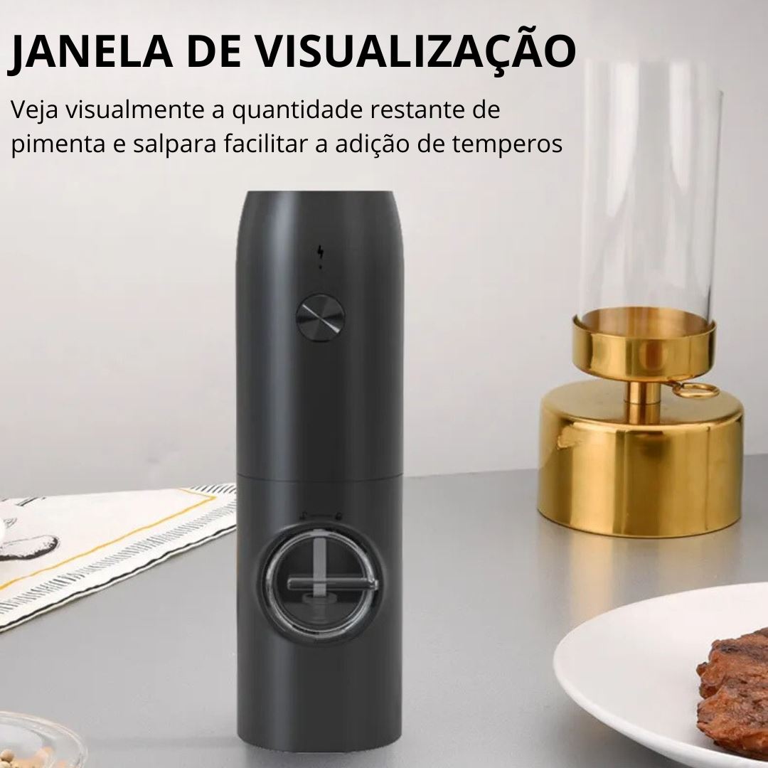 Conjunto Moedor de Sal e Pimenta Recarregável - Com Luz LED e Base de Carregamento Forno e Fogão004 Cozinha com Estilo 