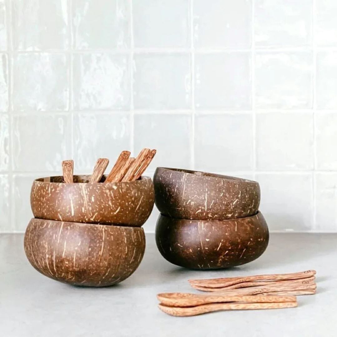 Conjunto Sustentável de Tigelas de Coco Natural - Autenticidade e Versatilidade na Cozinha Mesa Posta008 Cozinha com Estilo 