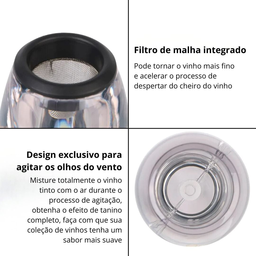 Decanter Profissional para Vinho com Filtro - Dispenser Rápido Cozinha com Estilo 