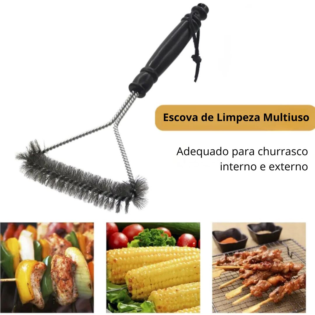 Escova de Limpeza para Churrasco - Kit de Limpeza Portátil Antiferrugem para Churrasqueira Bar e Churrasco004 Cozinha com Estilo 