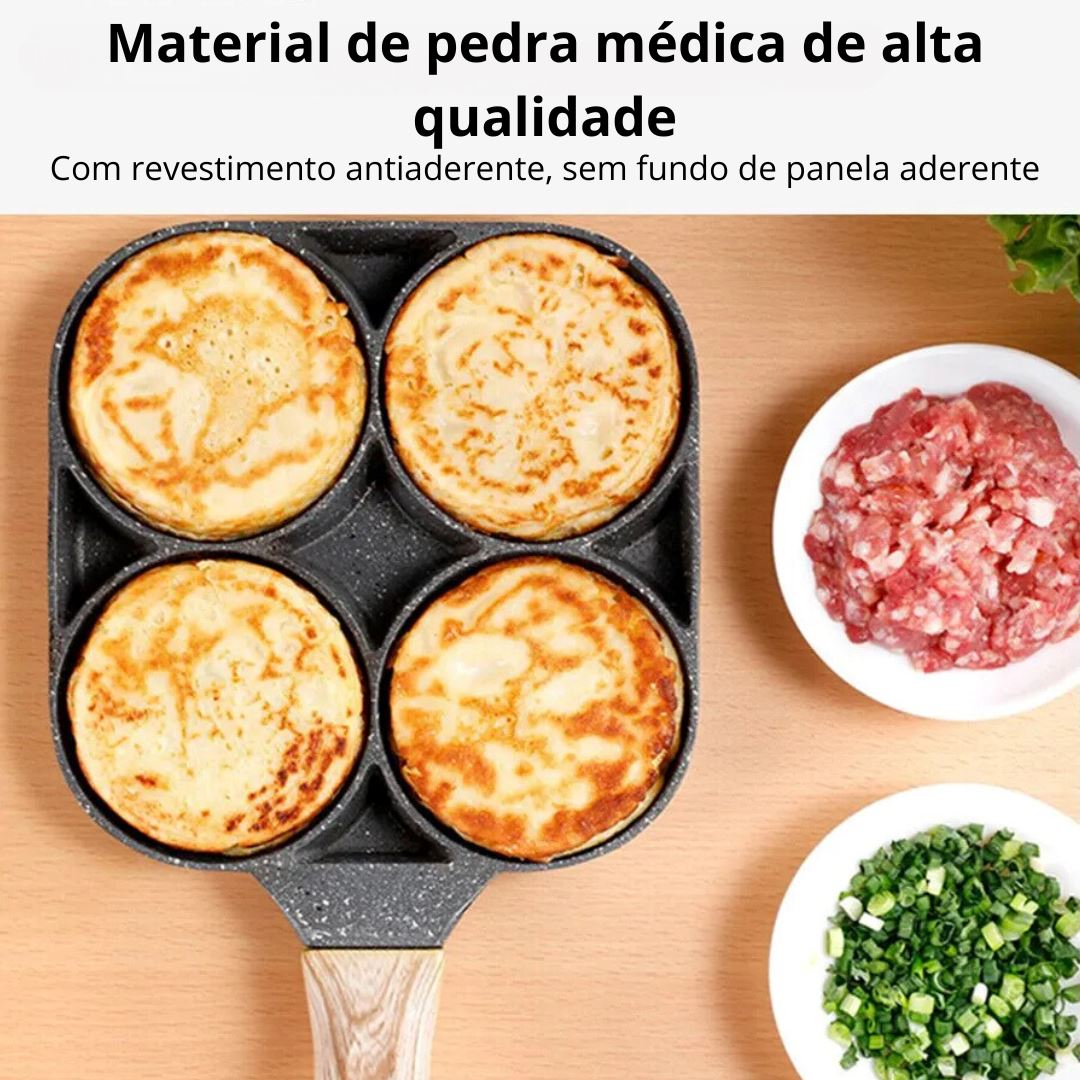 Frigideira Multiuso Antiaderente com 4 Compartimentos - Prepare Omeletes, Panquecas e Mais com Facilidade Forno e Fogão005 Cozinha com Estilo 