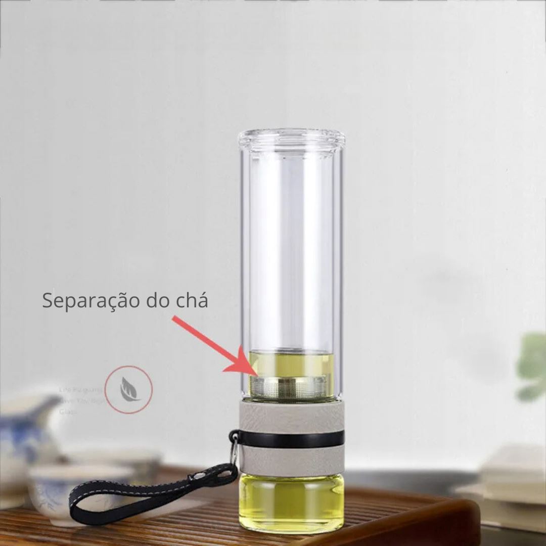 Garrafa de Chá Vidro com Infusor Duplo - Praticidade para seu Chá Clube do Chá018 Cozinha com Estilo 