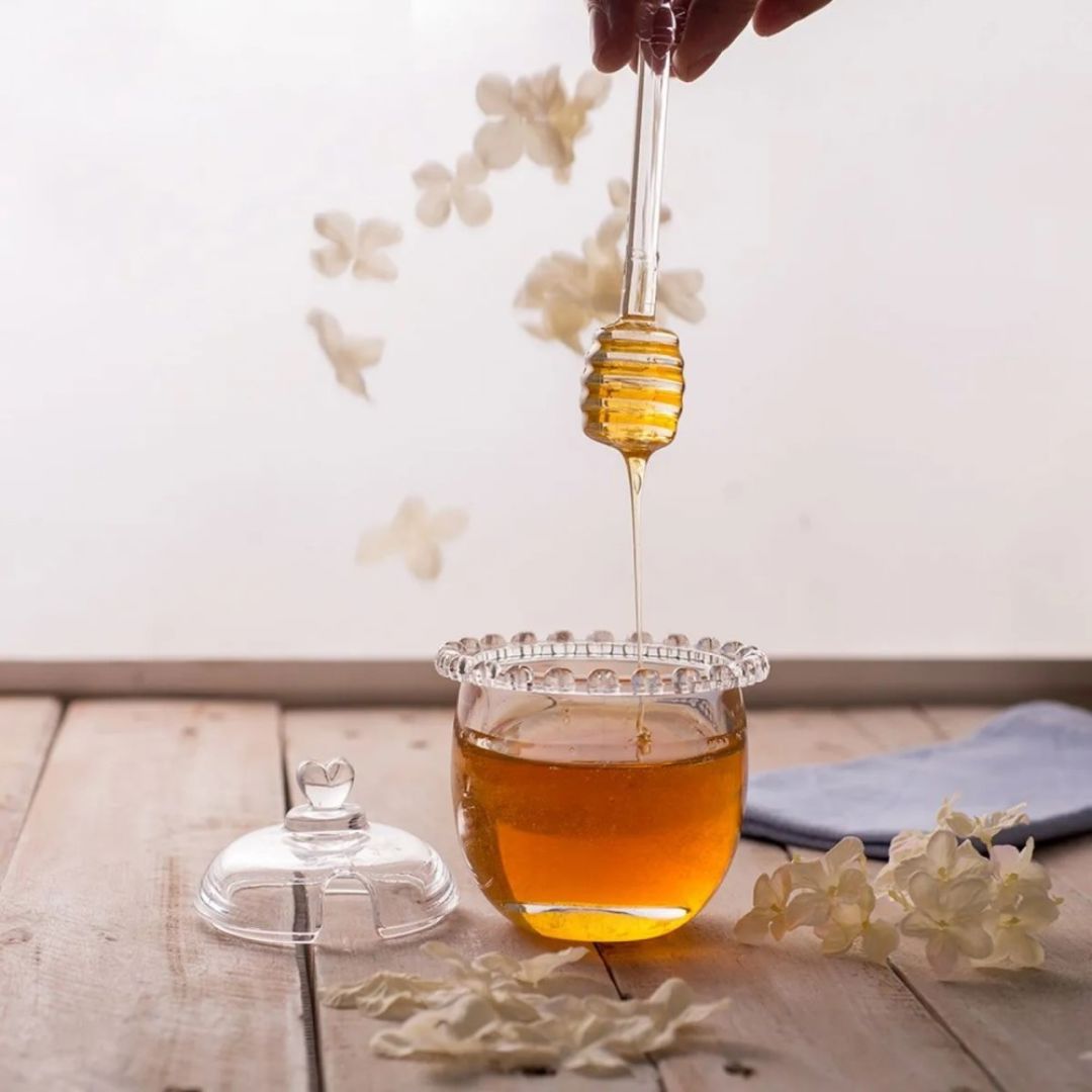 Kit Açucareiro e Meleira de Cristal com Bandeja Coração Mesa Posta 060 Cozinha com Estilo 