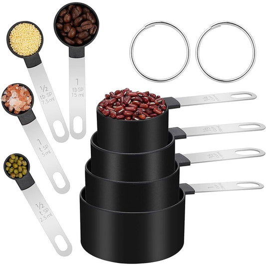 Kit Colheres Medidoras 8 Peças Utilidades027 Cozinha com Estilo Preto 