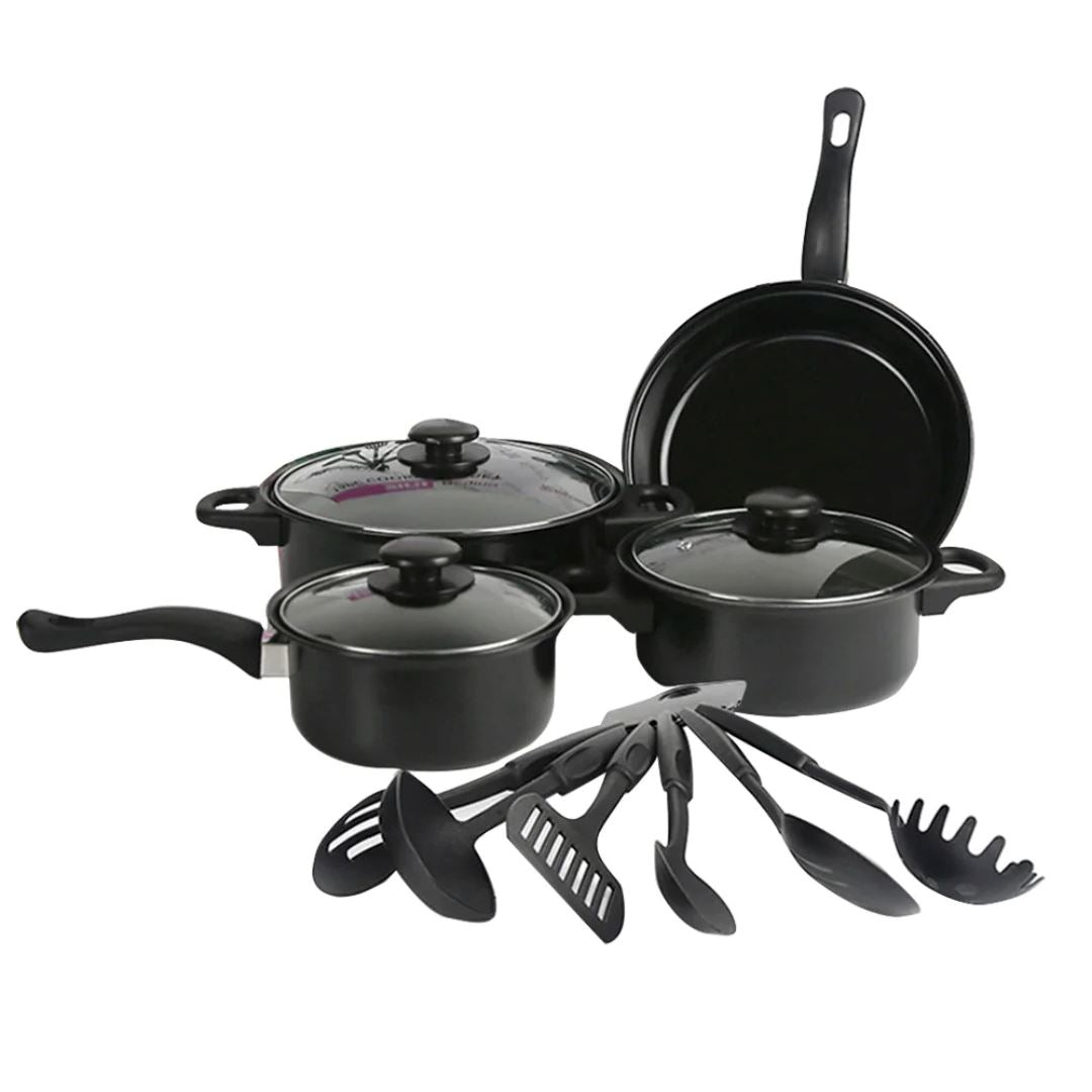 Kit Completo de Panelas Antiaderentes - 13 Utensílios Forno e Fogão017 Cozinha com Estilo Preto 