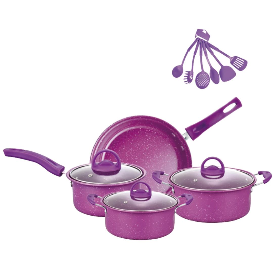 Kit Completo de Panelas Antiaderentes - 13 Utensílios Forno e Fogão017 Cozinha com Estilo Roxo 