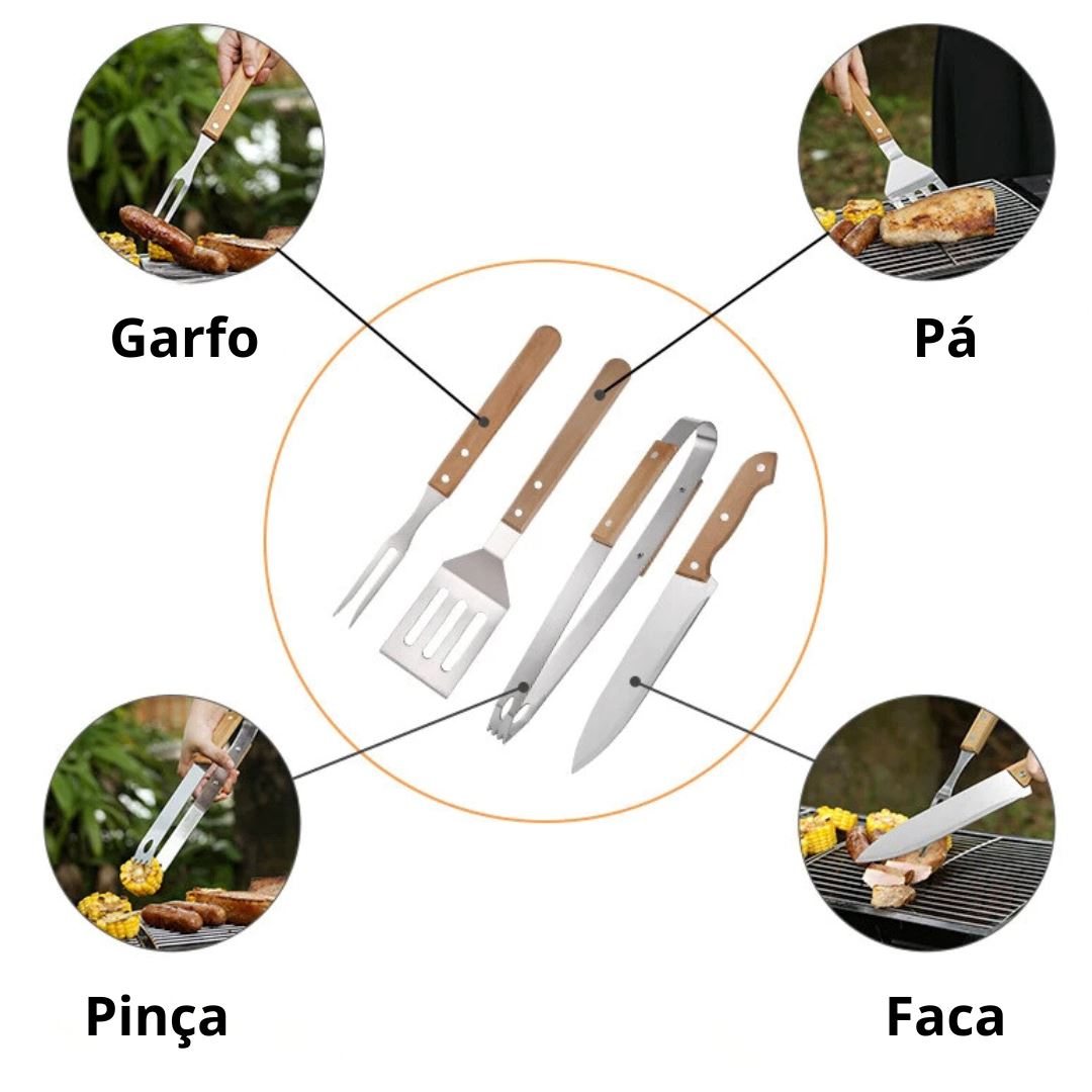 Kit de Utensílios para Churrasco - Praticidade e Elegância Churrasco039 Cozinha com Estilo 