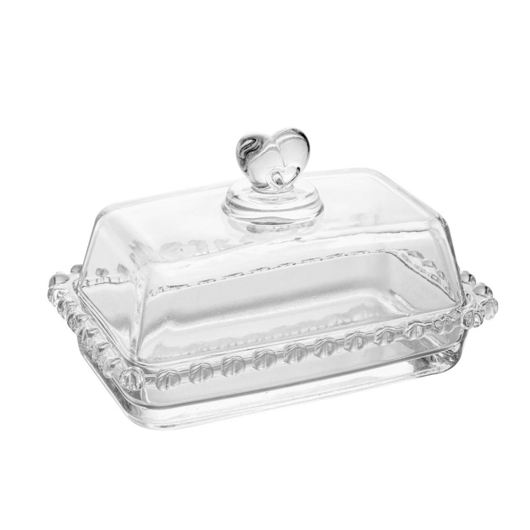 Kit Manteigueira e Queijeira de Cristal com Tampa Mesa Posta059 Cozinha com Estilo 