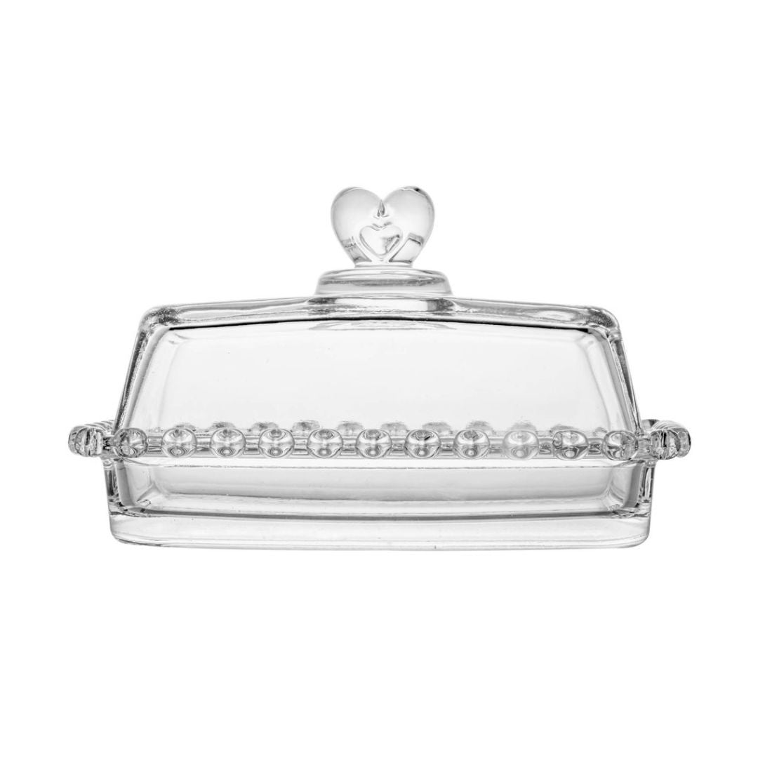 Kit Manteigueira e Queijeira de Cristal com Tampa Mesa Posta059 Cozinha com Estilo 