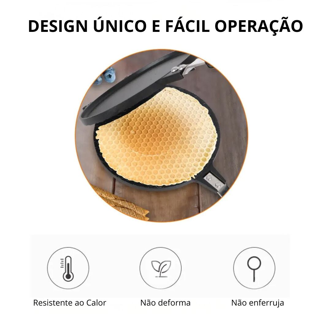 Kit Multifuniconal Forma de Waffles e Cones - Molde Antiaderente de Alta Qualidade Forno e Fogão013 Cozinha com Estilo 