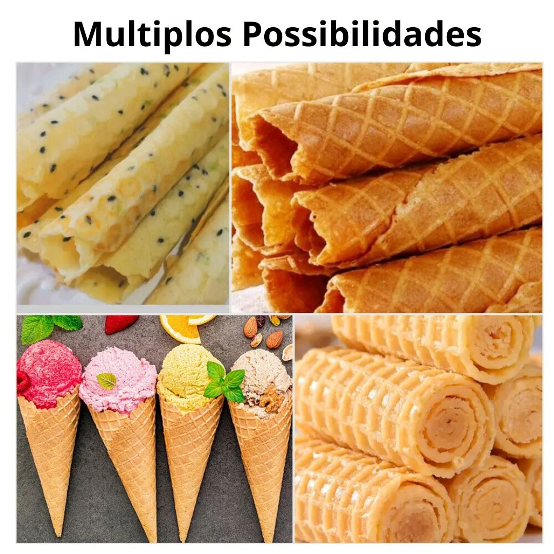 Kit Multifuniconal Forma de Waffles e Cones - Molde Antiaderente de Alta Qualidade Forno e Fogão013 Cozinha com Estilo 