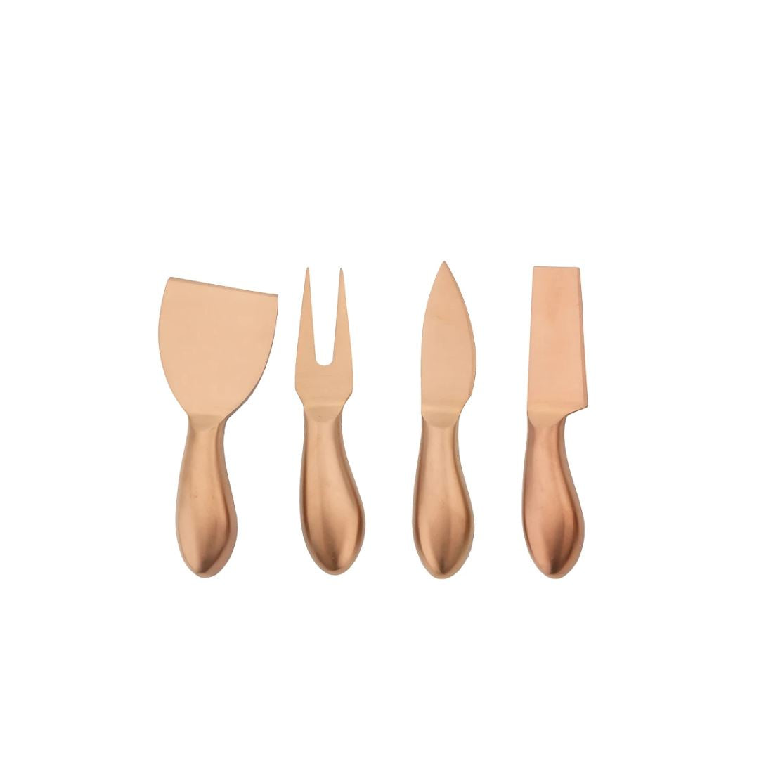 Kit para Queijos em Aço Inoxidável - Utensílios Elegantes Mesa Posta010 Cozinha com Estilo Rose 4 Peças 