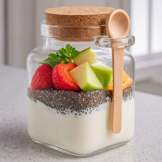 Kit Potes Porta Mantimentos de Vidro com Tampa Rolha e Colher de Bambu Utilidades029 Cozinha com Estilo 