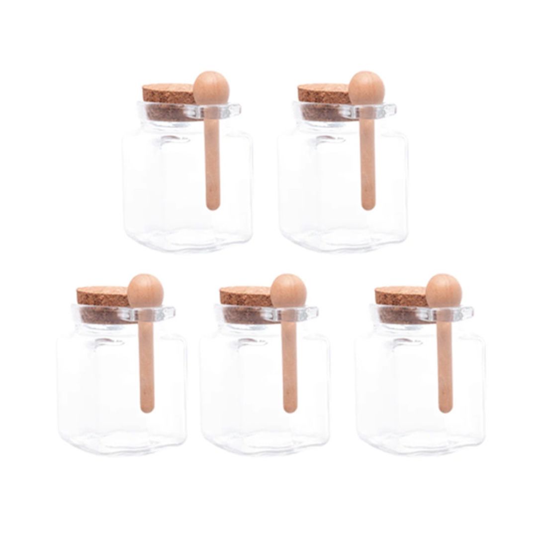 Kit Potes Porta Mantimentos de Vidro com Tampa Rolha e Colher de Bambu Utilidades029 Cozinha com Estilo 