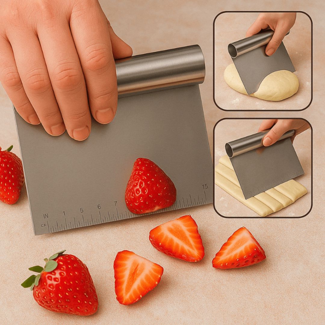 Kit Rolo de Massa Inox Giratório + Espátula Profissional Tubular Utilidades028 Cozinha com Estilo 