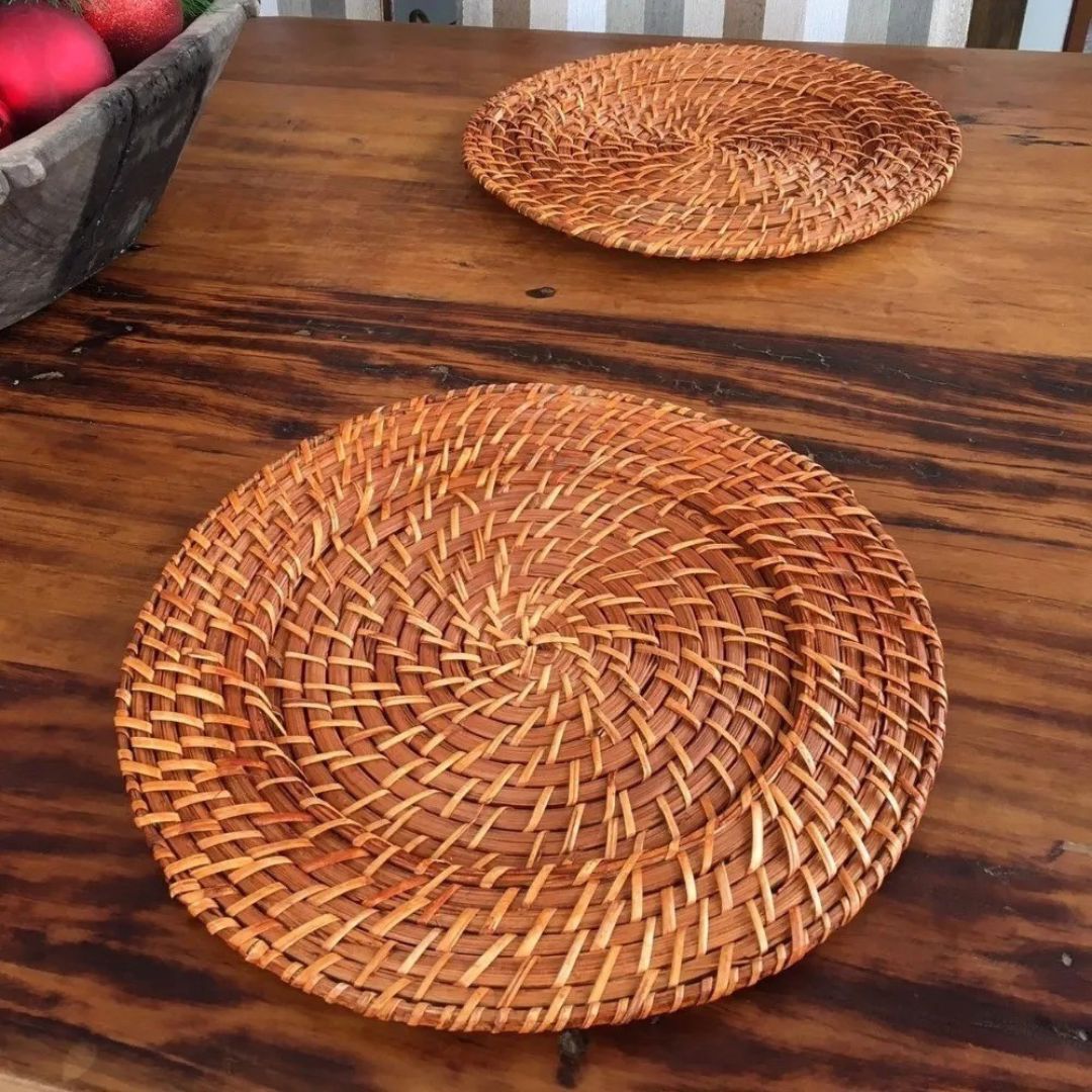 Kit Sousplat Redondo em Rattan Bambu Bambu013 Cozinha com Estilo 