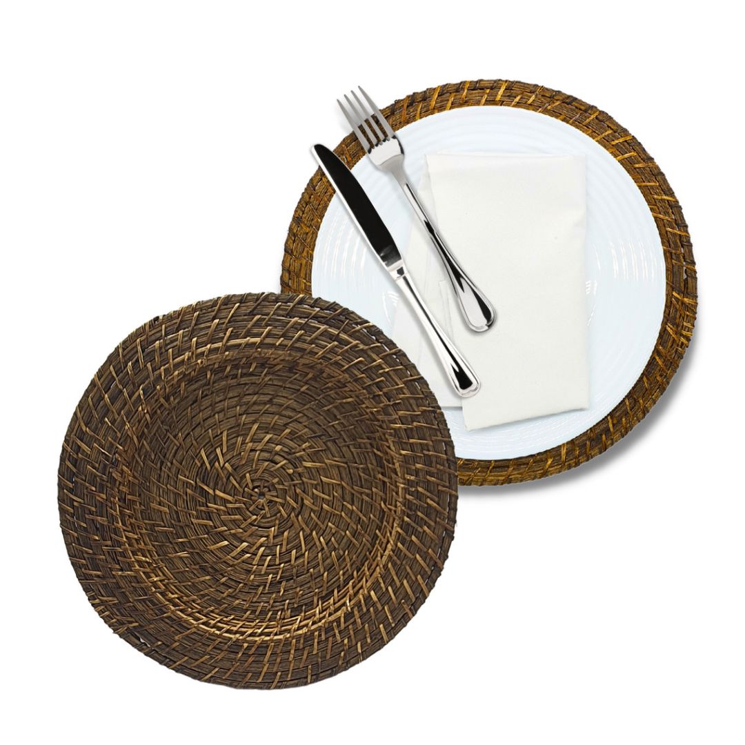 Kit Sousplat Redondo em Rattan Bambu Bambu013 Cozinha com Estilo 