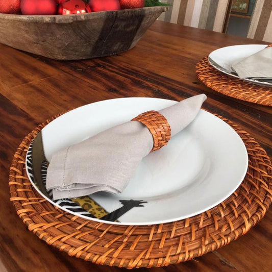 Kit Sousplat Redondo em Rattan Bambu Bambu013 Cozinha com Estilo 