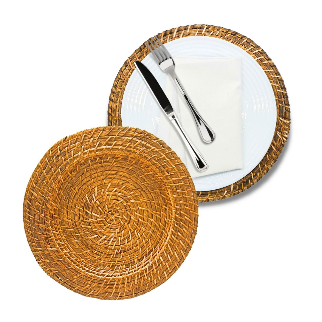Kit Sousplat Redondo em Rattan Bambu Bambu013 Cozinha com Estilo 