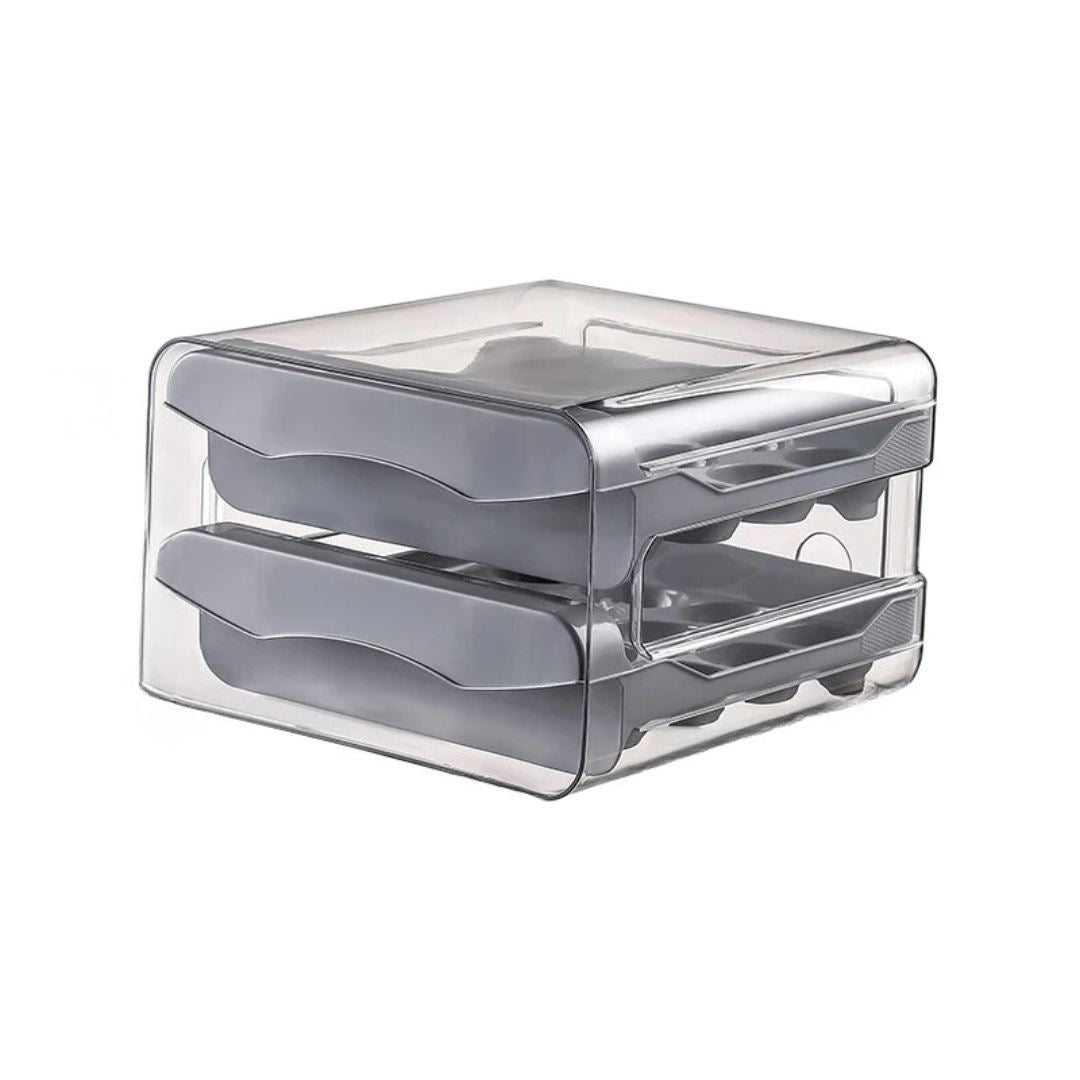 Organizador de Ovos Empilhável para Geladeira - Mantenha Seus Ovos Frescos e Organizados Organizadores005 Cozinha com Estilo Cinza (21.5cmX22.5cmX14cm) 