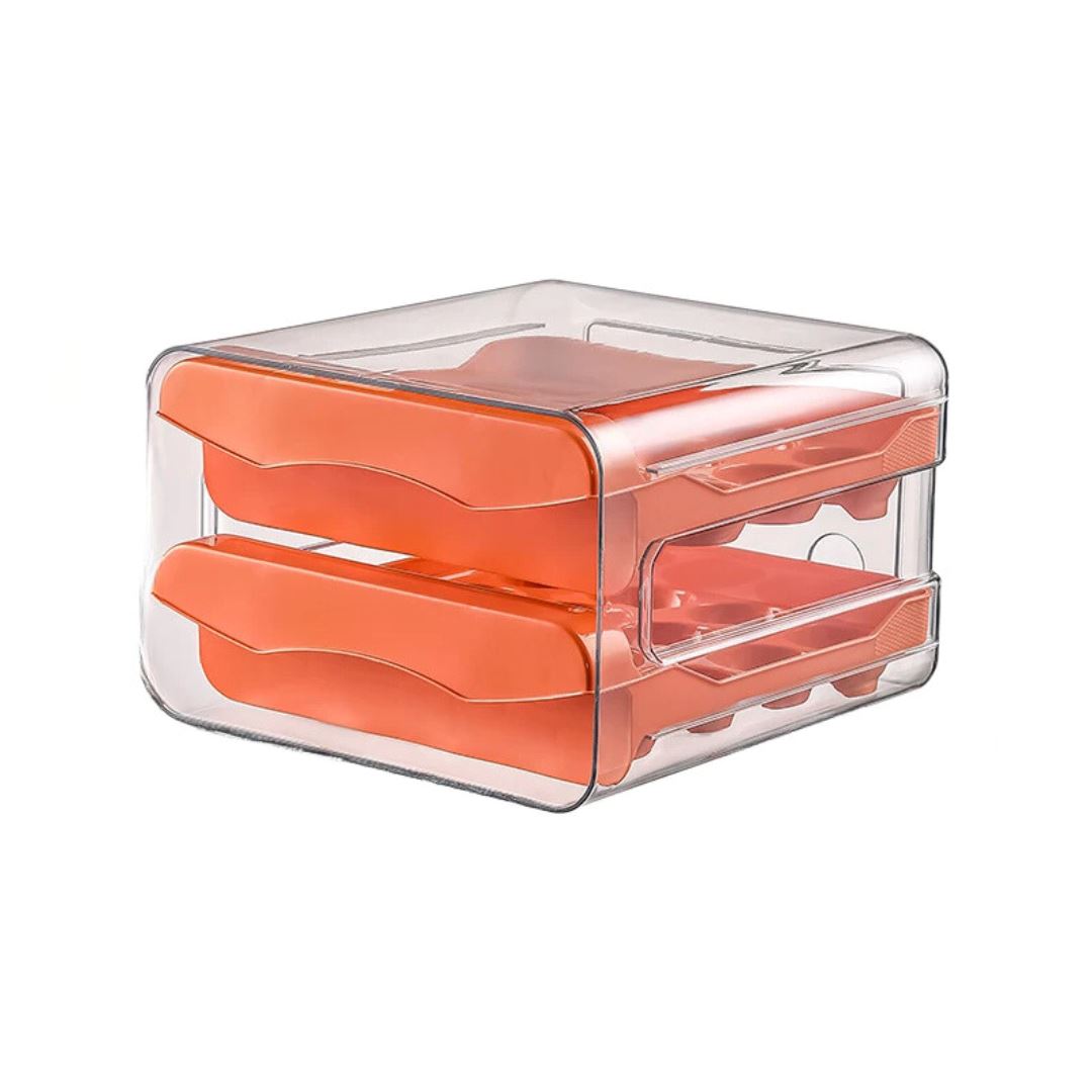 Organizador de Ovos Empilhável para Geladeira - Mantenha Seus Ovos Frescos e Organizados Organizadores005 Cozinha com Estilo Laranja (21.5cmX22.5cmX14cm) 