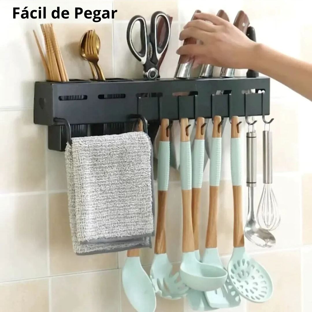 Organizador de Parede para Utensílios de Cozinha em Aço Inoxidável - Solução de Organização Funcional Organizadores006 Cozinha com Estilo 