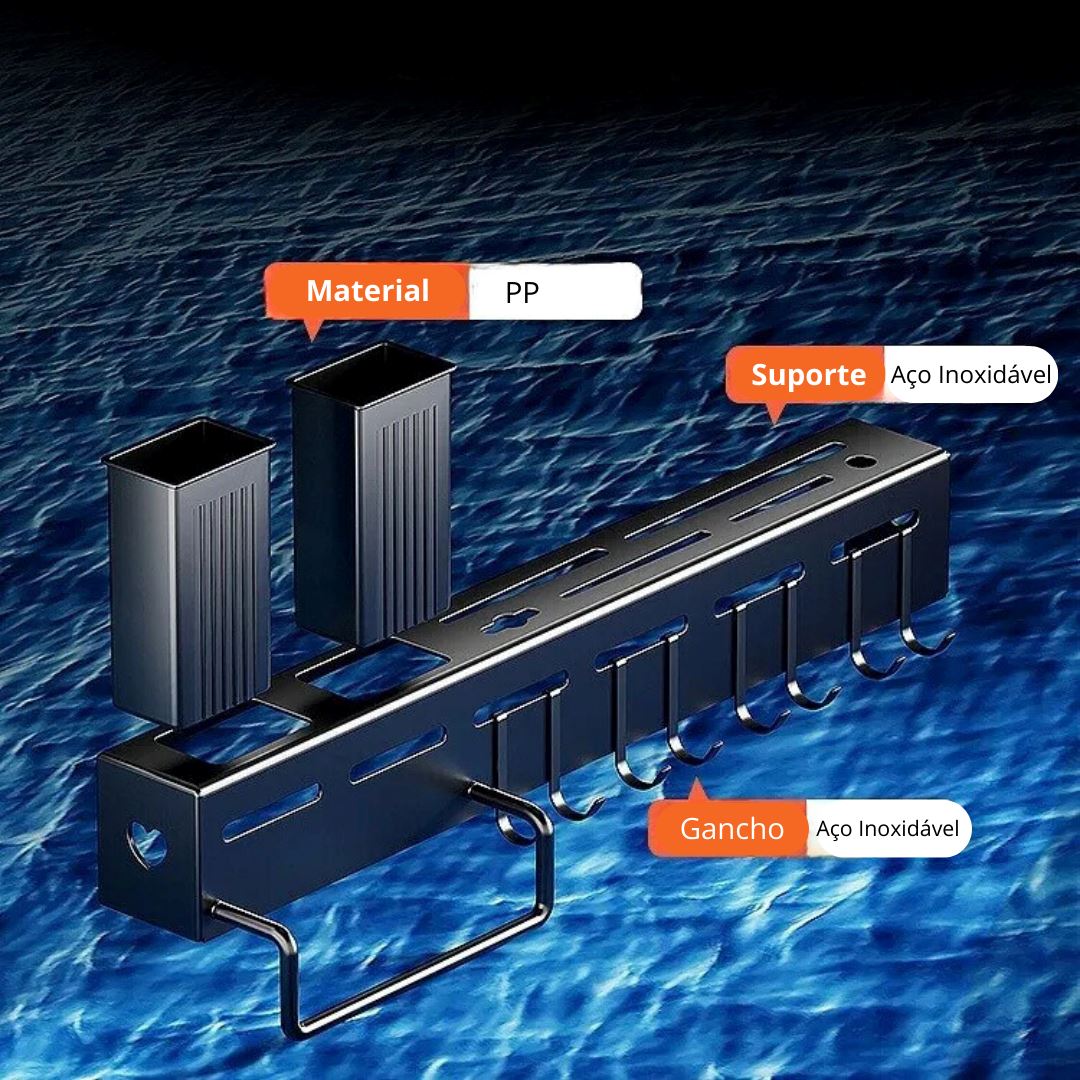 Organizador de Parede para Utensílios de Cozinha em Aço Inoxidável - Solução de Organização Funcional Organizadores006 Cozinha com Estilo 