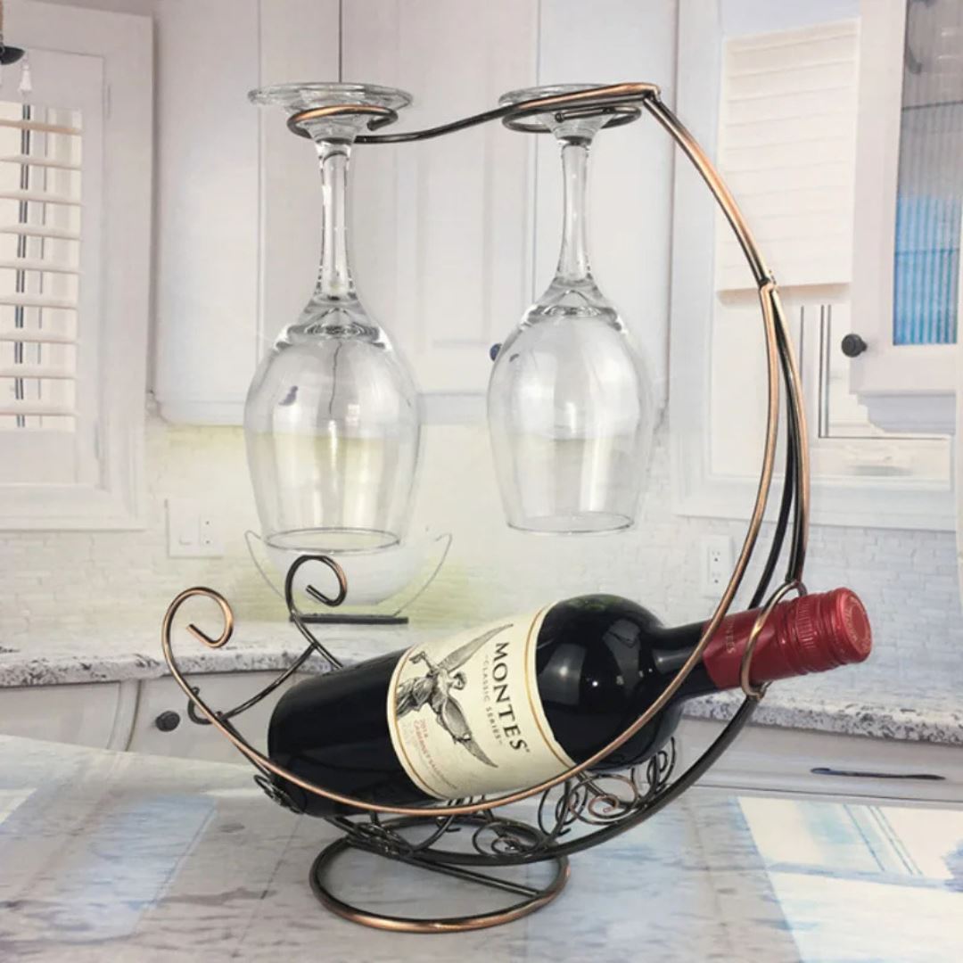 Suporte Criativo em Aço Inoxidável para Vinhos - Elegância para seu Bar Decoração011 Cozinha com Estilo 