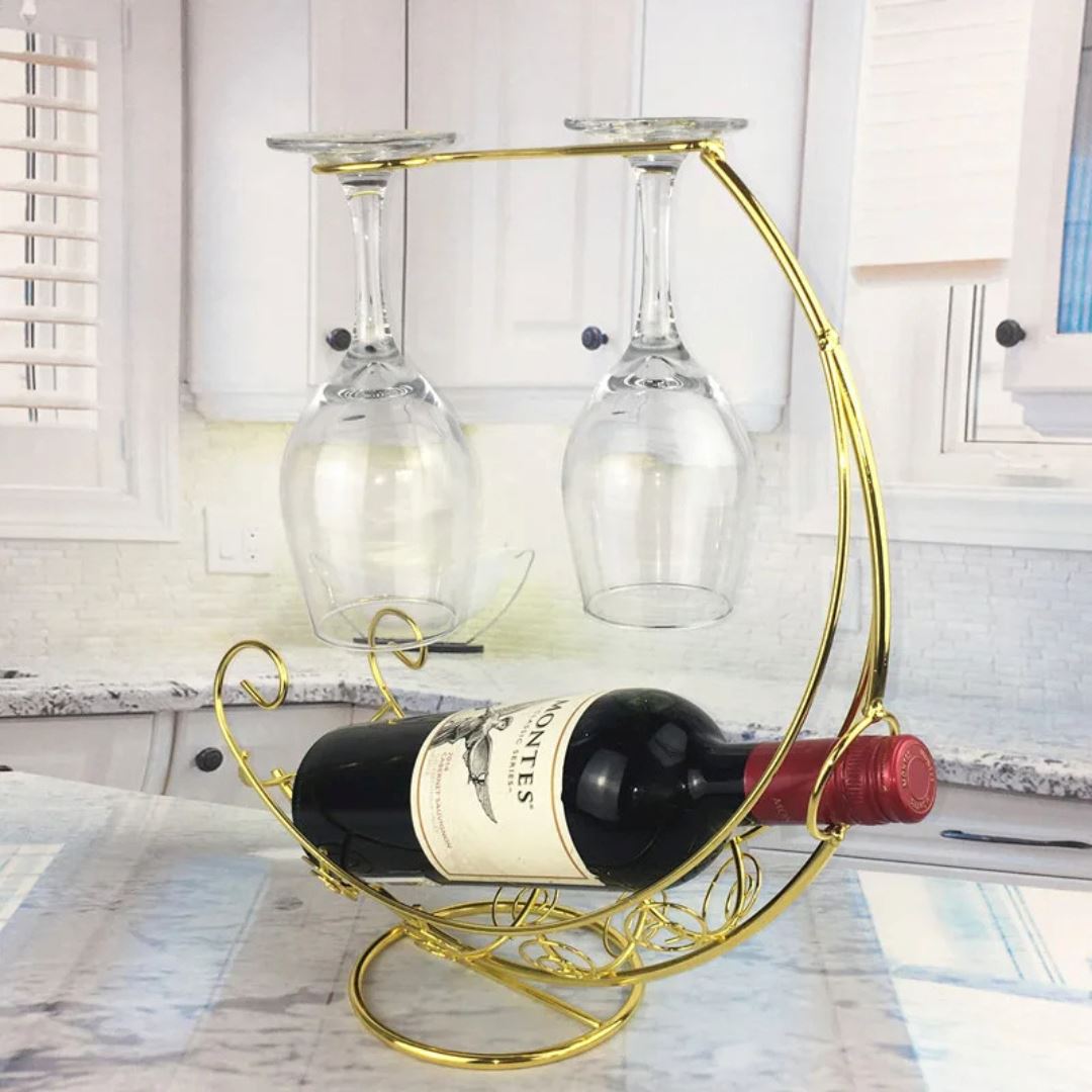 Suporte Criativo em Aço Inoxidável para Vinhos - Elegância para seu Bar Decoração011 Cozinha com Estilo 