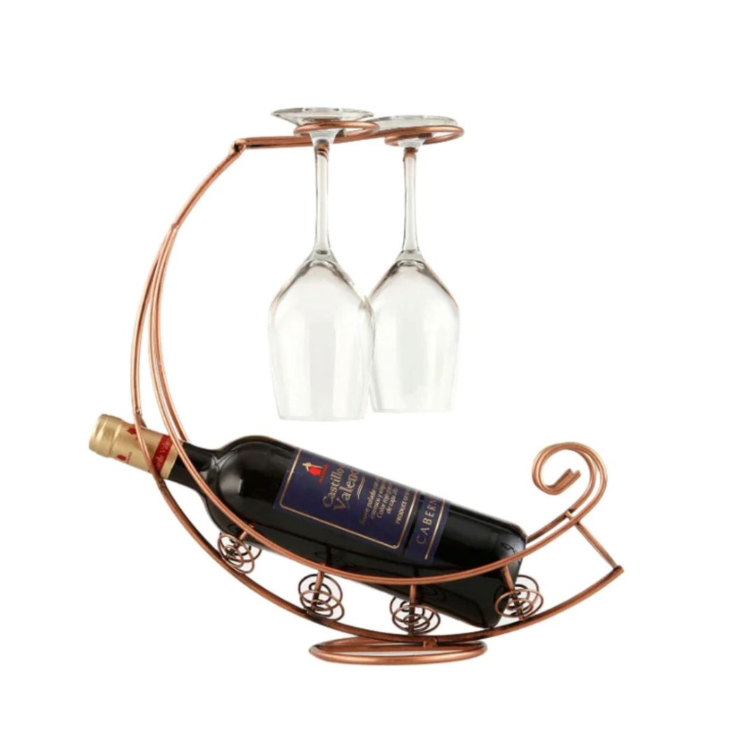 Suporte Criativo em Aço Inoxidável para Vinhos - Elegância para seu Bar Decoração011 Cozinha com Estilo 