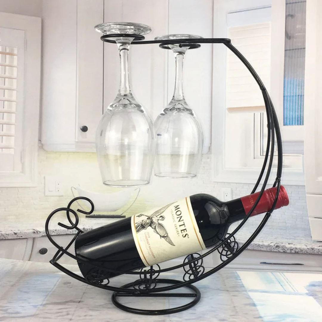 Suporte Criativo em Aço Inoxidável para Vinhos - Elegância para seu Bar Decoração011 Cozinha com Estilo 