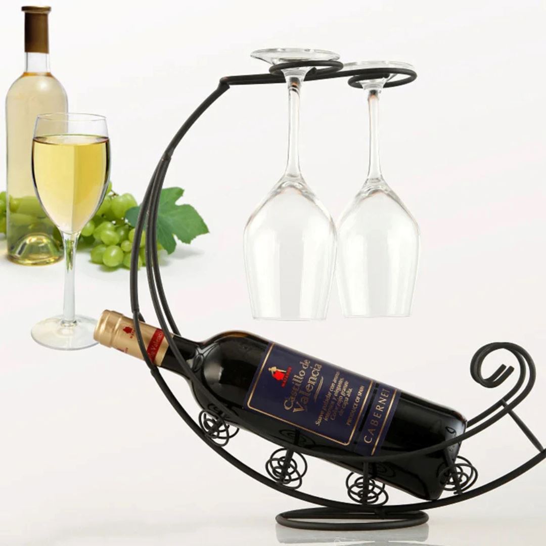 Suporte Criativo em Aço Inoxidável para Vinhos - Elegância para seu Bar Decoração011 Cozinha com Estilo 