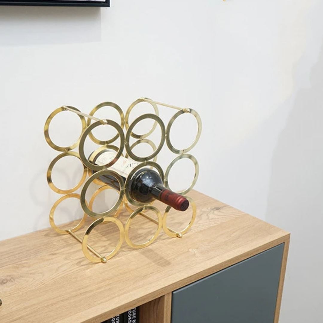 Suporte de Garrafas de Vinho em Metal Dourado - Organizador Elegante para sua Cozinha Decoração016 Cozinha com Estilo 