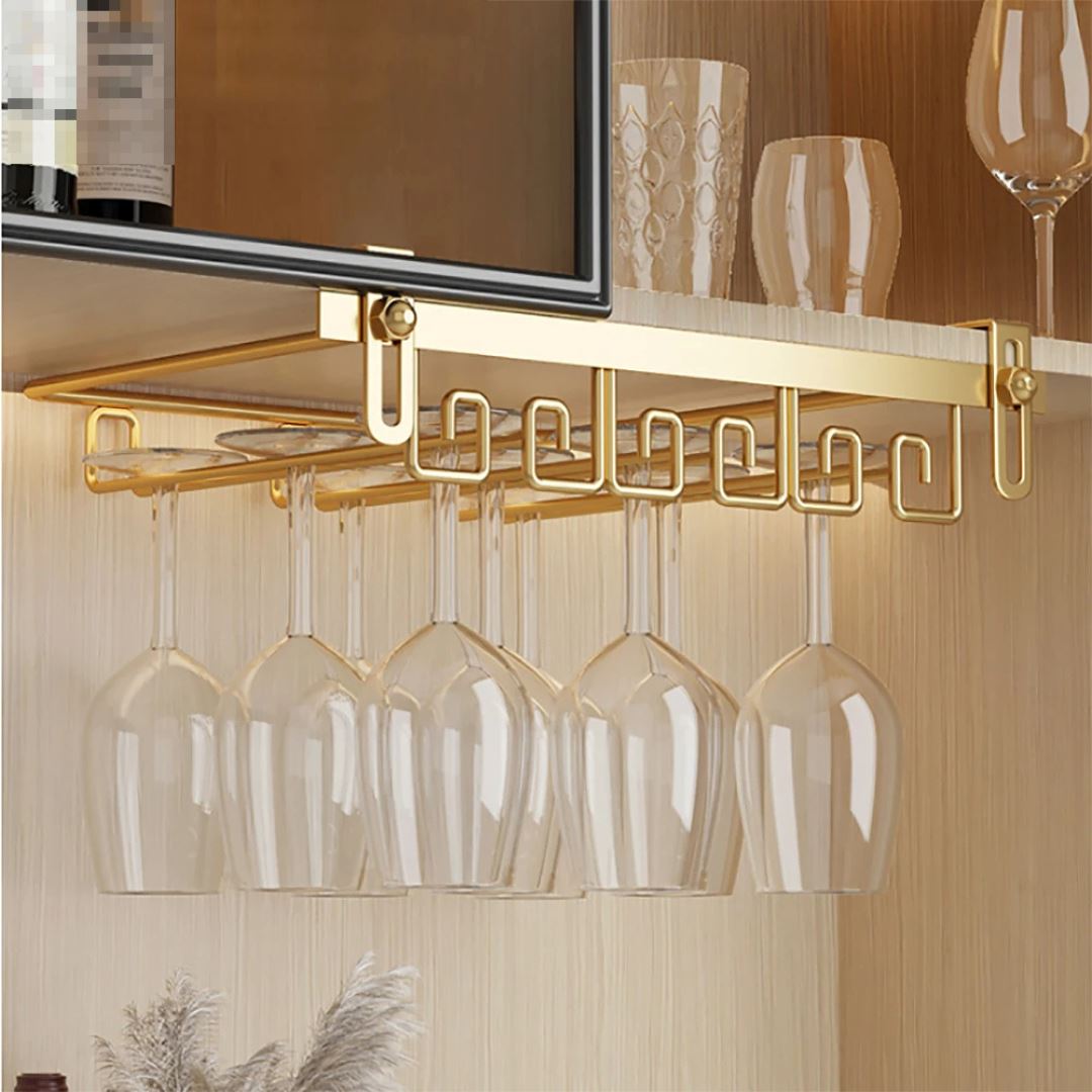 Suporte de Taças de Vinho em Aço Inoxidável - Organizador Sofisticado Decoração015 Cozinha com Estilo 