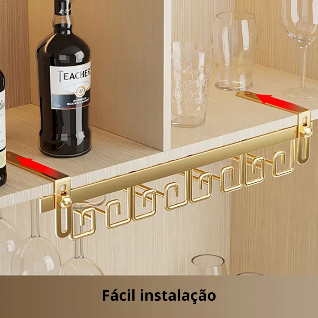 Suporte de Taças de Vinho em Aço Inoxidável - Organizador Sofisticado Decoração015 Cozinha com Estilo 