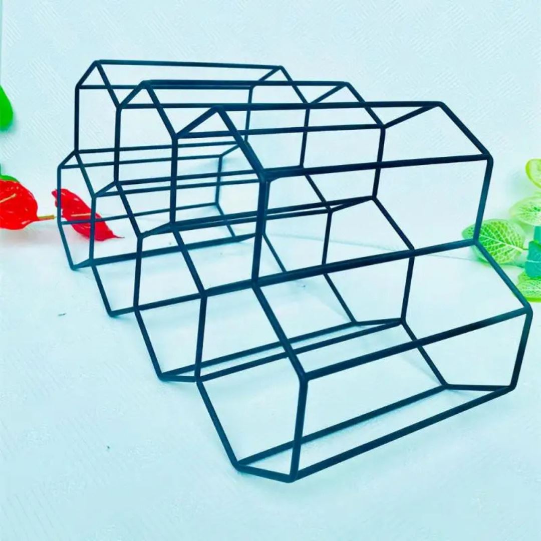 Suporte de Vinho Hexagonal Moderno - Porta Garrafas de Colmeia para 9 Unidades Decoração017 Cozinha com Estilo 