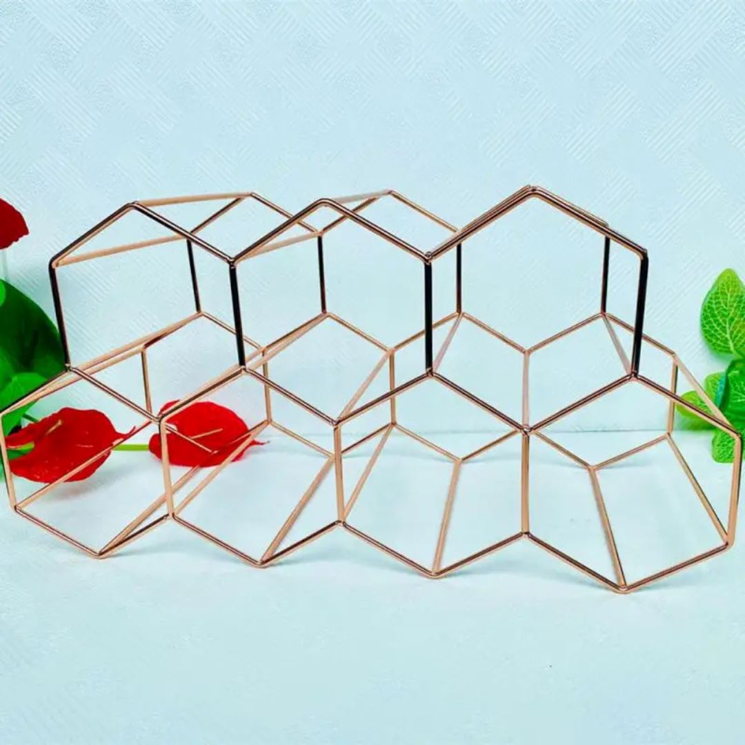 Suporte de Vinho Hexagonal Moderno - Porta Garrafas de Colmeia para 9 Unidades Decoração017 Cozinha com Estilo 