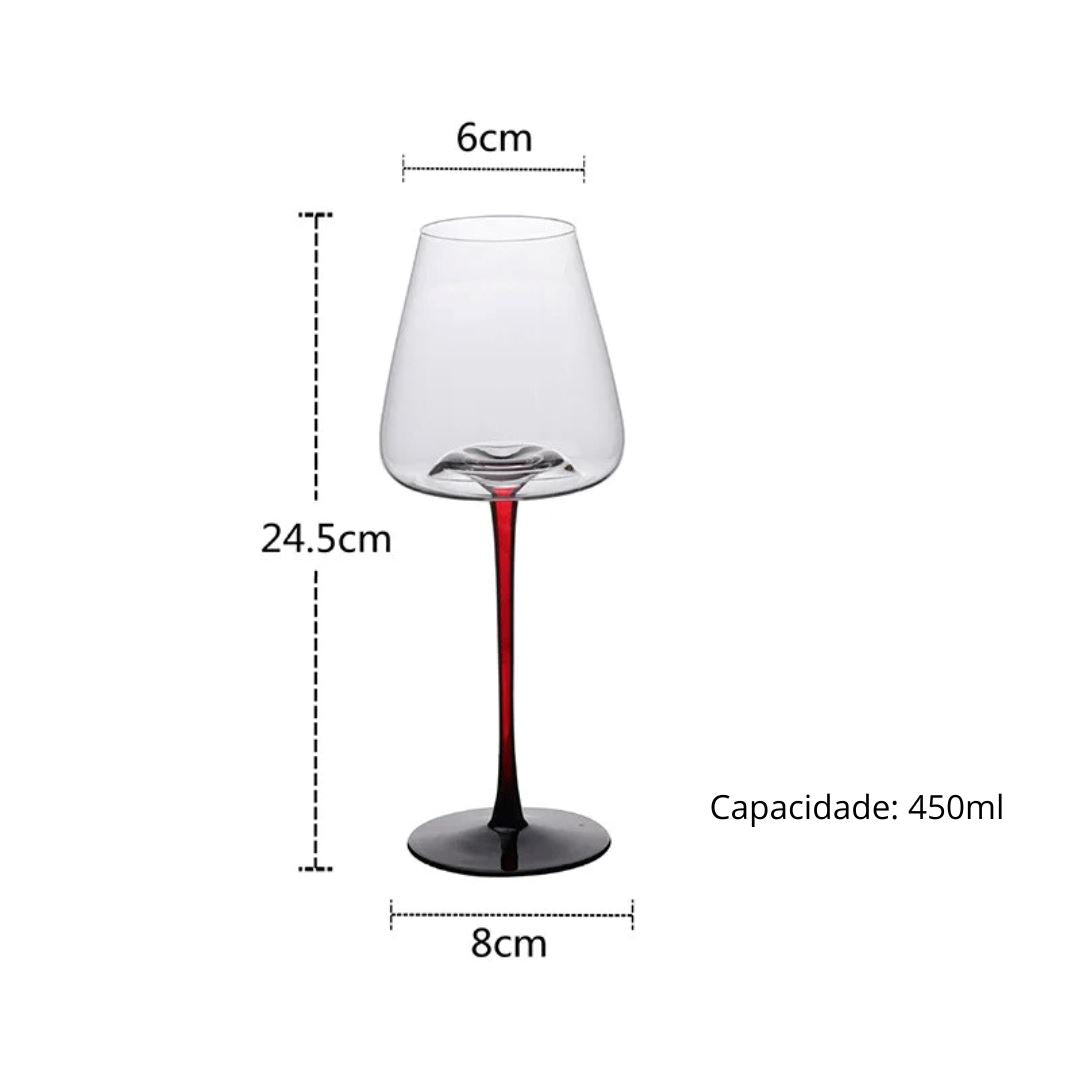 Taças de Cristal Hastes Coloridas - Toque de Classe e Estilo para seus Brindes Vinho013 Cozinha com Estilo 