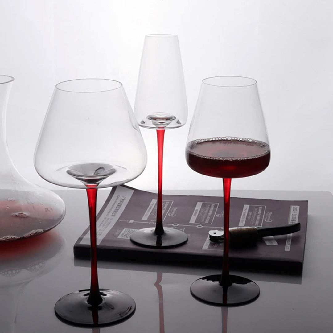 Taças de Cristal Hastes Coloridas - Toque de Classe e Estilo para seus Brindes Vinho013 Cozinha com Estilo 